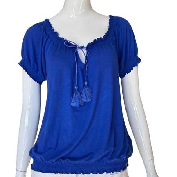 Inc International Concepts Royal Blue Blouson Peasant Top Size Small - Picture 10 of 11